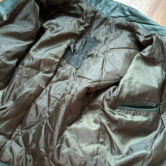 Army green leather jacket GUC - Picture 4 of 6